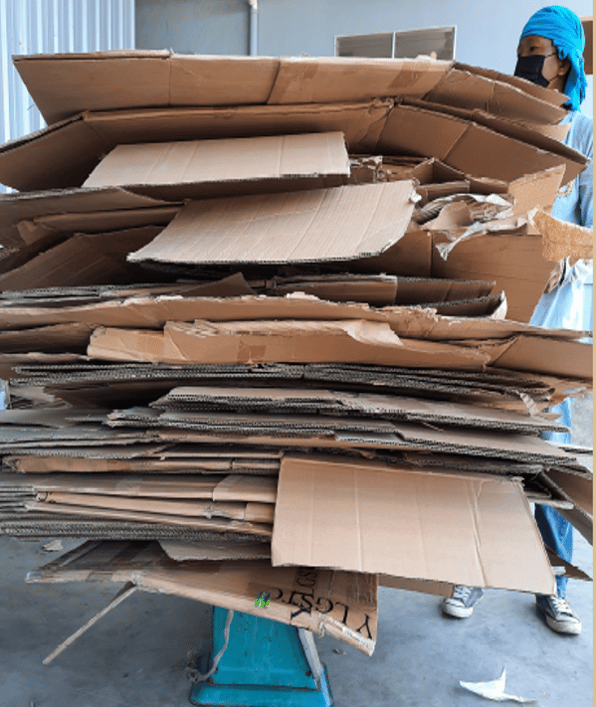 Stack of cardboard boxes for recycling program